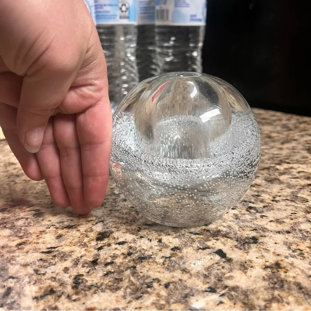 Hand Blown Glass Clear bubble bud vase Paperweight - Picture 2 of 6